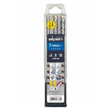 3-DELNI SET UDARNIH SVEDROV ZA BETON FORCE X SDS PLUS, ALPEN